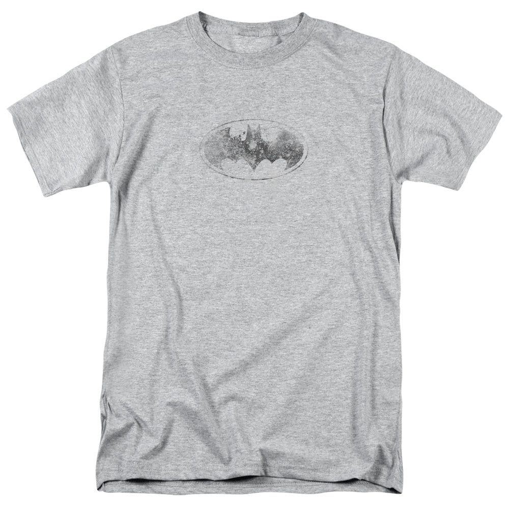 Batman Burned &amp; Splattered Mens T Shirt Athletic Heather Retro Pop Classics