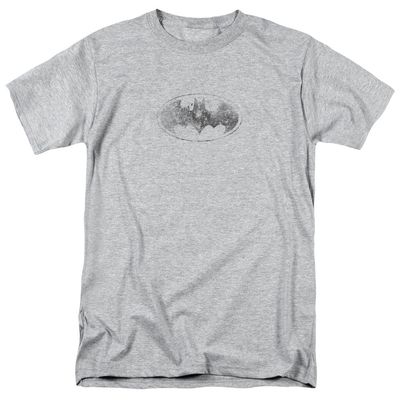 Batman Burned &amp; Splattered Mens T Shirt Athletic Heather Retro Pop Classics
