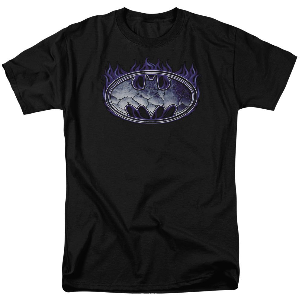 Batman Cracked Shield Mens T Shirt Black Retro Pop Classics