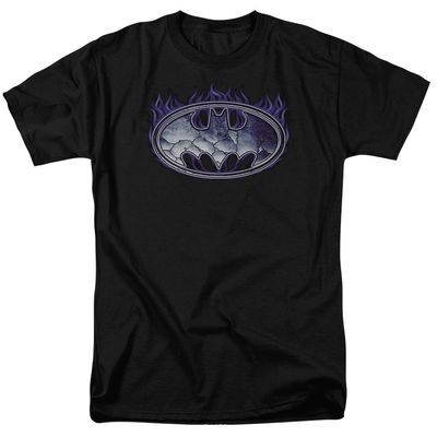 Batman Cracked Shield Mens T Shirt Black Retro Pop Classics