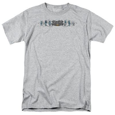 Batman Skateboard Bats Mens T Shirt Athletic Heather Retro Pop Classics