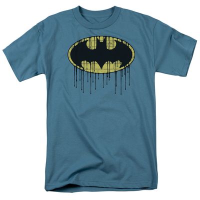 Batman Dripping Brick Wall Shield Mens T Shirt Slate Retro Pop Classics