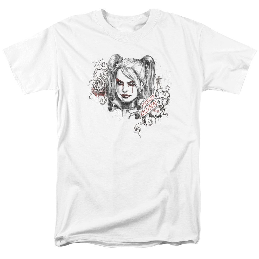 Batman Arkham Knight Sketchy Girl Mens T Shirt White Retro Pop Classics