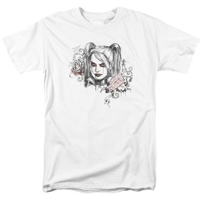Batman Arkham Knight Sketchy Girl Mens T Shirt White Retro Pop Classics