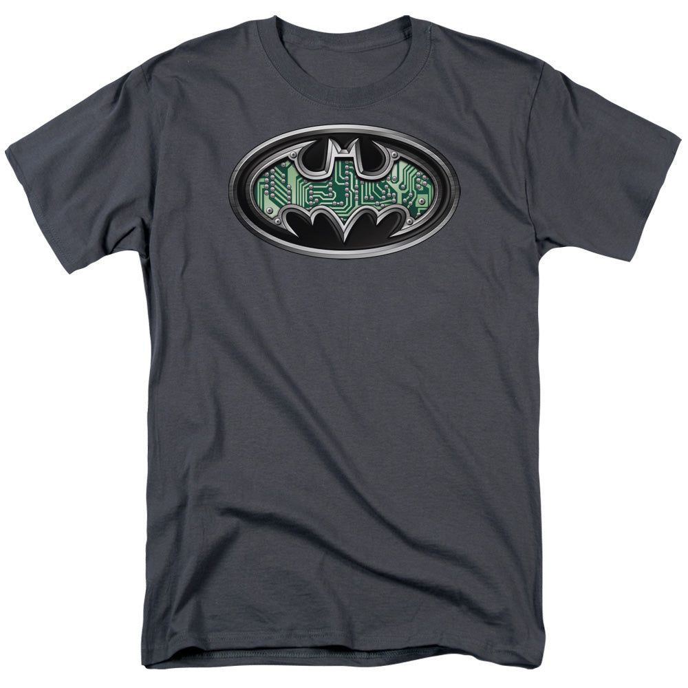 Batman Circuitry Shield Mens T Shirt Charcoal Retro Pop Classics