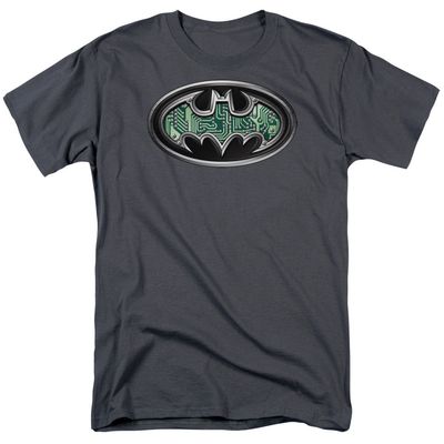 Batman Circuitry Shield Mens T Shirt Charcoal Retro Pop Classics