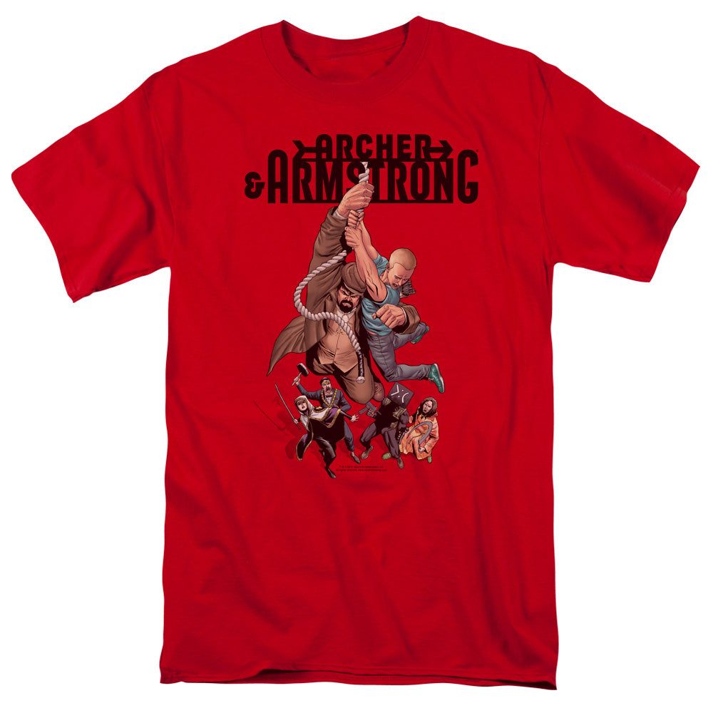 Archer &amp; Armstrong Hang In There Mens T Shirt Red Retro Pop Classics