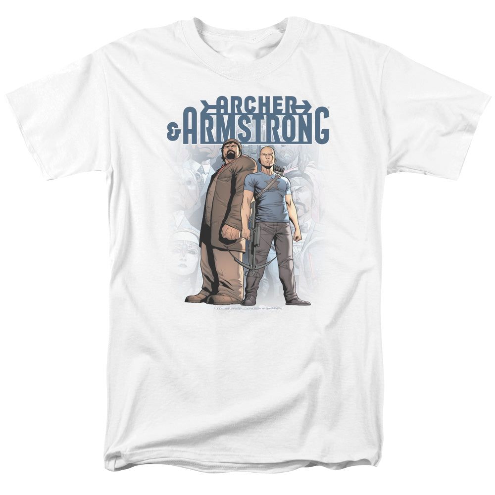 Archer &amp; Armstrong Two Against All Mens T Shirt White Retro Pop Classics