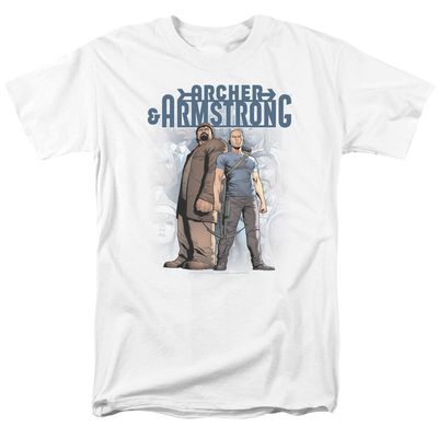 Archer &amp; Armstrong Two Against All Mens T Shirt White Retro Pop Classics