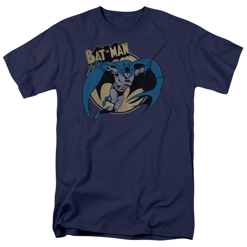 Batman Through The Night Mens T Shirt Navy Blue Retro Pop Classics