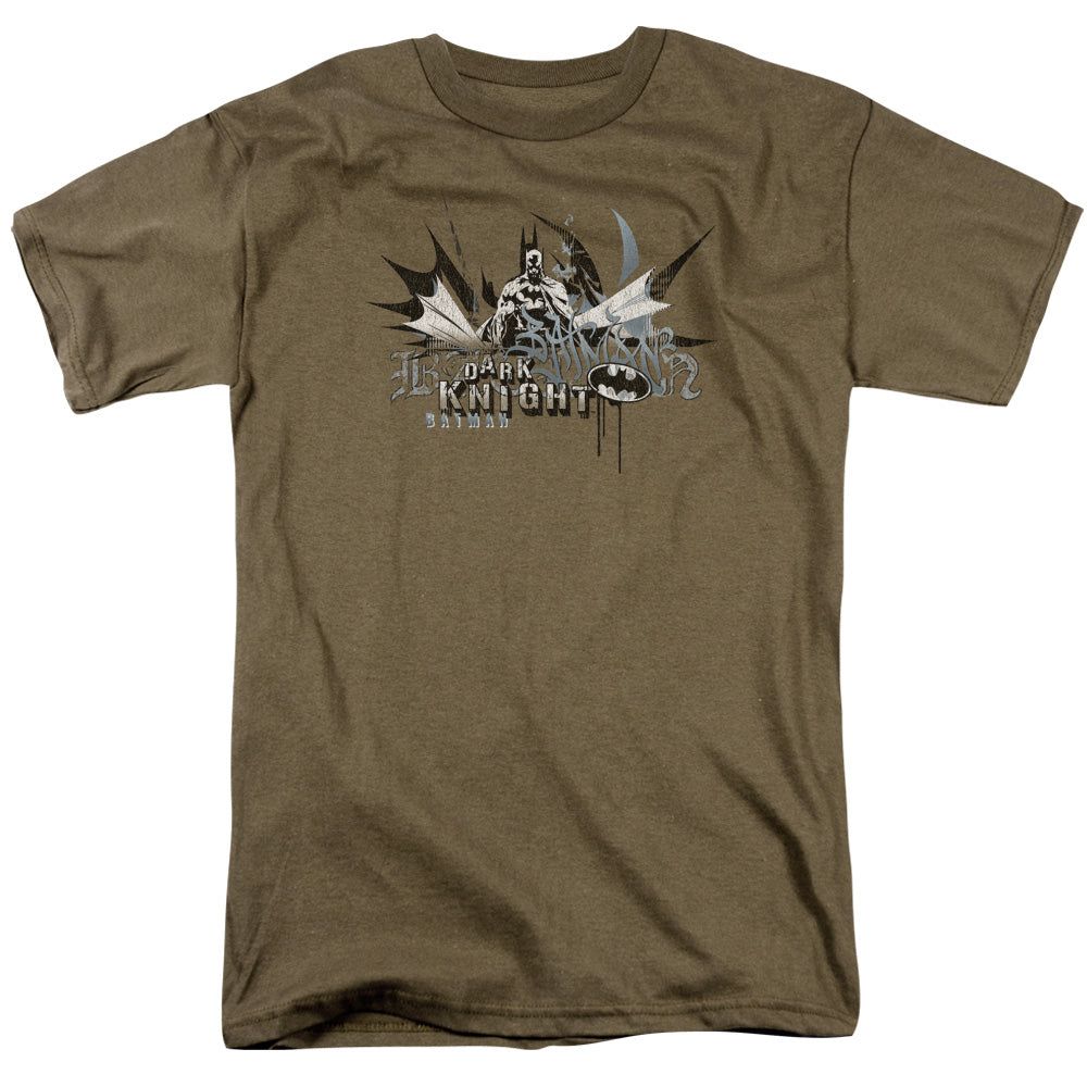 Batman Dark Knight Graffiti Mens T Shirt Safari Green Retro Pop Classics