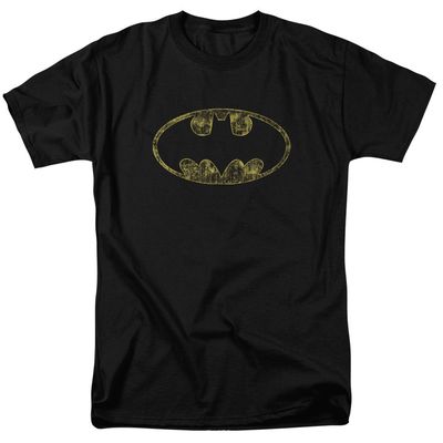 Batman Tattered Logo Mens T Shirt Black Retro Pop Classics