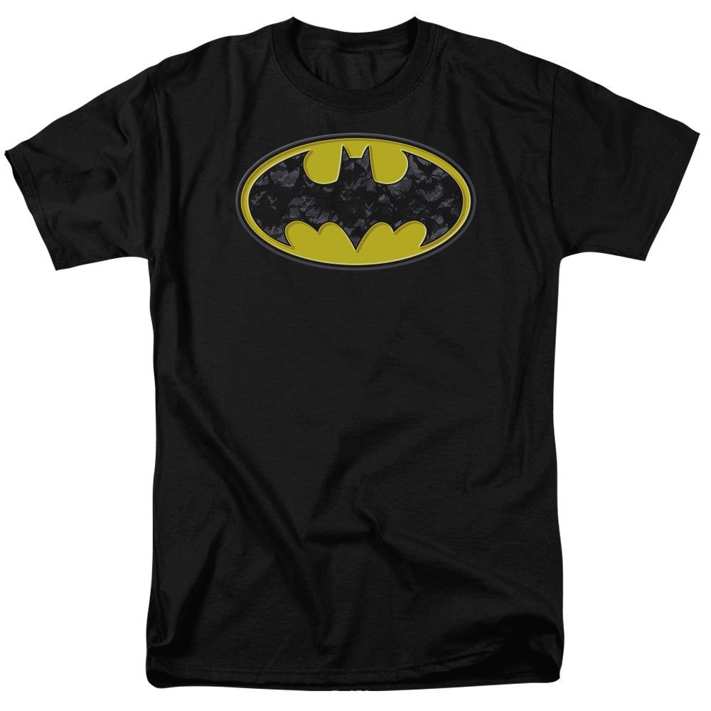 Batman Bats In Logo Mens T Shirt Black Retro Pop Classics