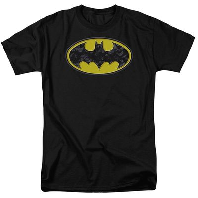 Batman Bats In Logo Mens T Shirt Black Retro Pop Classics