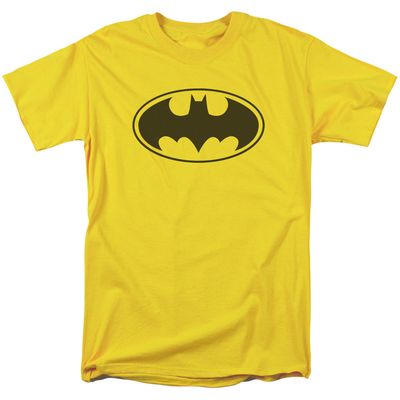 Batman Black Bat Mens T Shirt Yellow Retro Pop Classics