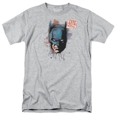 Batman Hello Mens T Shirt Athletic Heather Retro Pop Classics