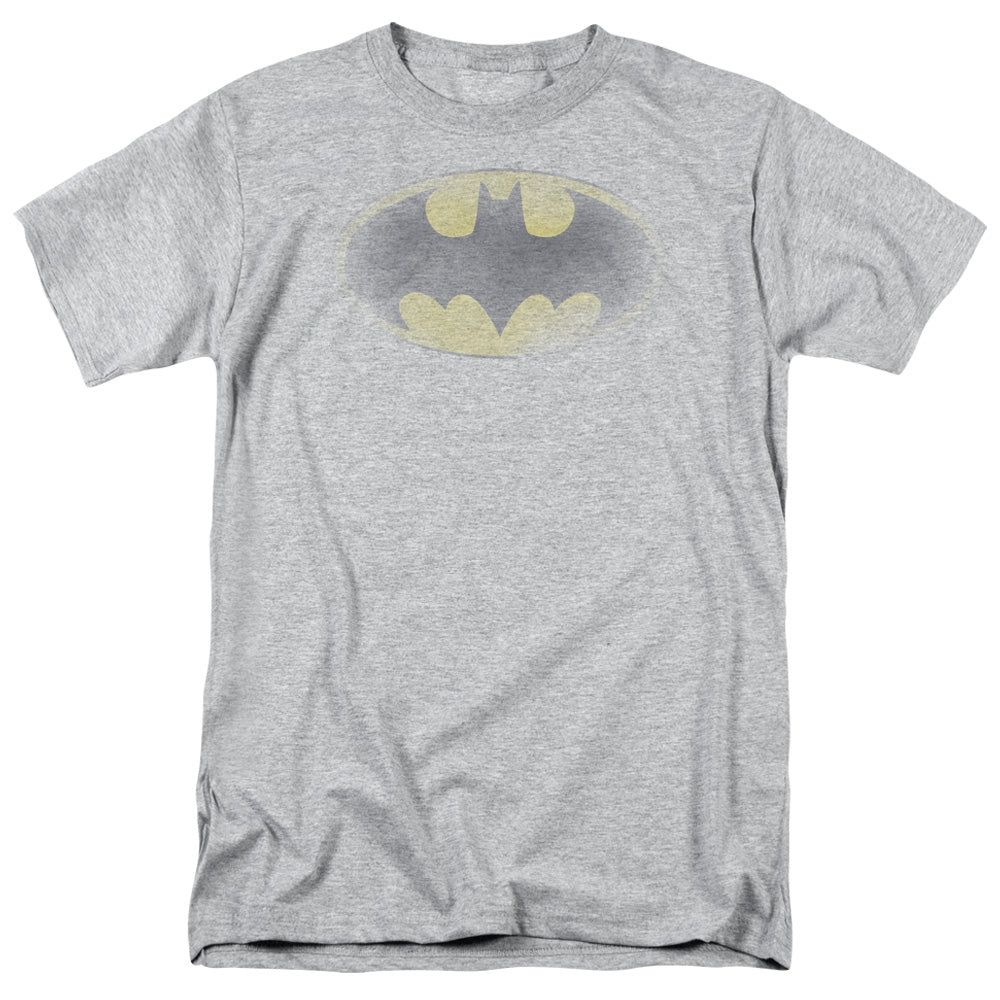 Batman Faded Logo Mens T Shirt Athletic Heather Retro Pop Classics