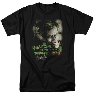 Batman Arkham Asylum Welcome To The Madhouse Mens T Shirt Black Retro Pop Classics