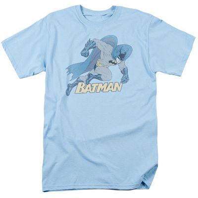 Batman Running Retro Mens T Shirt Light Blue Retro Pop Classics
