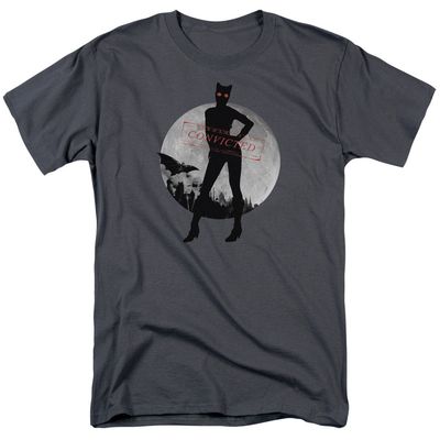 Batman Arkham City Catwoman Convicted Mens T Shirt Charcoal Retro Pop Classics
