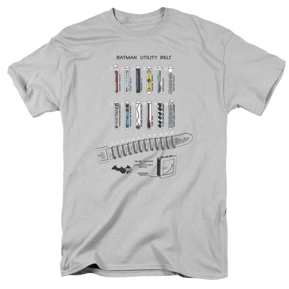 Batman Utility Belt Mens T Shirt Silver Retro Pop Classics