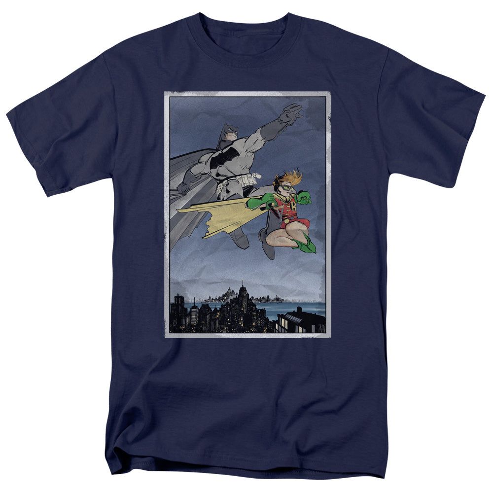 Batman DKR Duo Mens T Shirt Navy Blue Retro Pop Classics