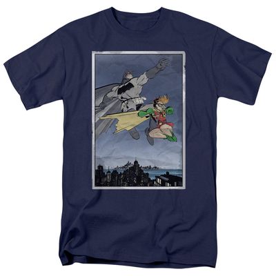 Batman DKR Duo Mens T Shirt Navy Blue Retro Pop Classics