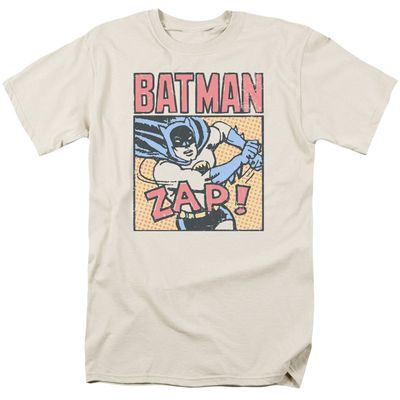 Batman Bat Zap Mens T Shirt Cream Retro Pop Classics