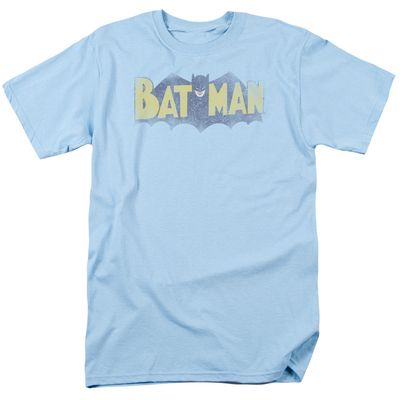 Batman Vintage Logo Mens T Shirt Light Blue Retro Pop Classics