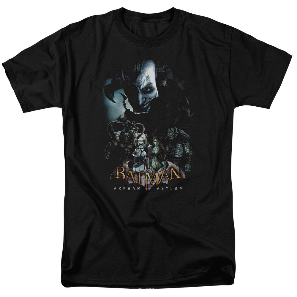Batman Arkham Asylum Five Against One Mens T Shirt Black Retro Pop Classics