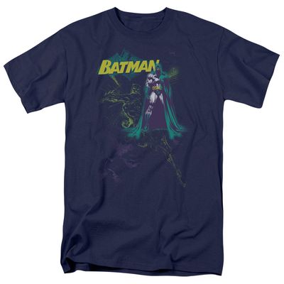 Batman Bat Spray Mens T Shirt Navy Blue Retro Pop Classics