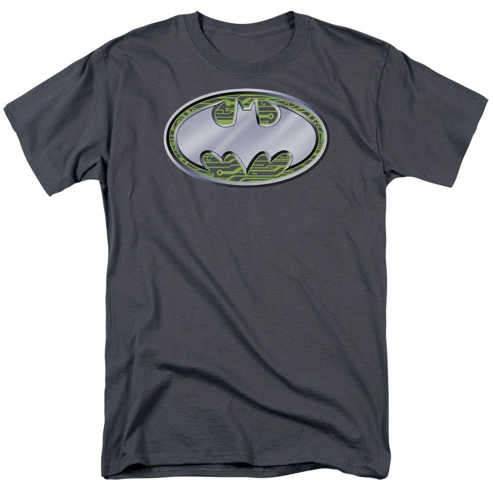 Batman Circuits Logo Mens T Shirt Charcoal Retro Pop Classics