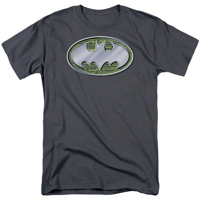 Batman Circuits Logo Mens T Shirt Charcoal Retro Pop Classics