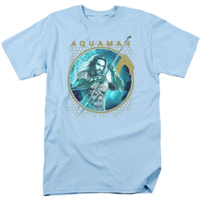 Aquaman Movie Trident Of Neptune Mens T Shirt Light Blue Retro Pop Classics