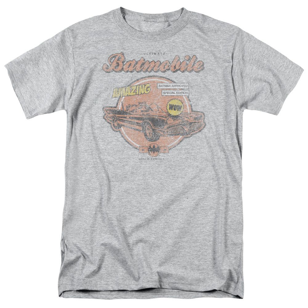 Batman Amazing Batmobile Mens T Shirt Athletic Heather Retro Pop Classics