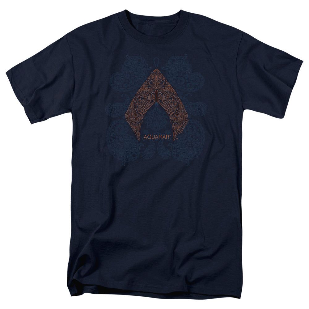 Aquaman Movie Aqua Paisley Mens T Shirt Navy Retro Pop Classics
