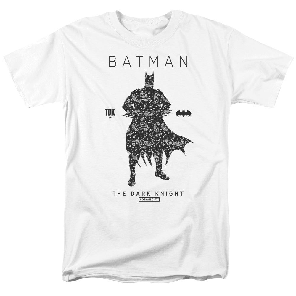 Batman Paislety Silhouette Mens T Shirt White Retro Pop Classics
