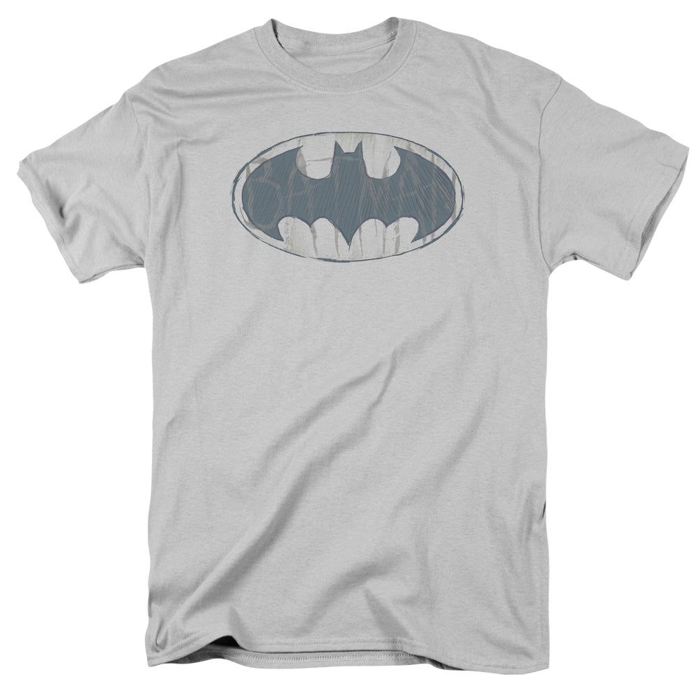 Batman Water Sketch Signal Mens T Shirt Silver Retro Pop Classics