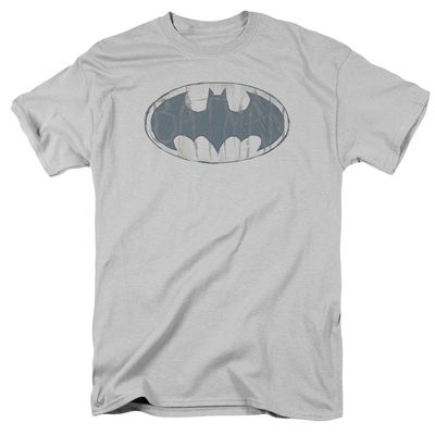 Batman Water Sketch Signal Mens T Shirt Silver Retro Pop Classics