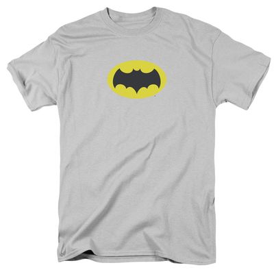 Batman Classic TV Chest Logo Mens T Shirt Silver Retro Pop Classics
