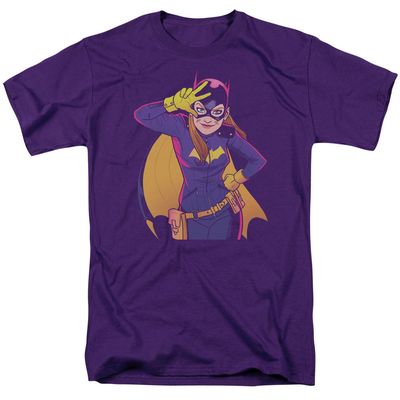 Batman Batgirl Moves Mens T Shirt Purple Retro Pop Classics