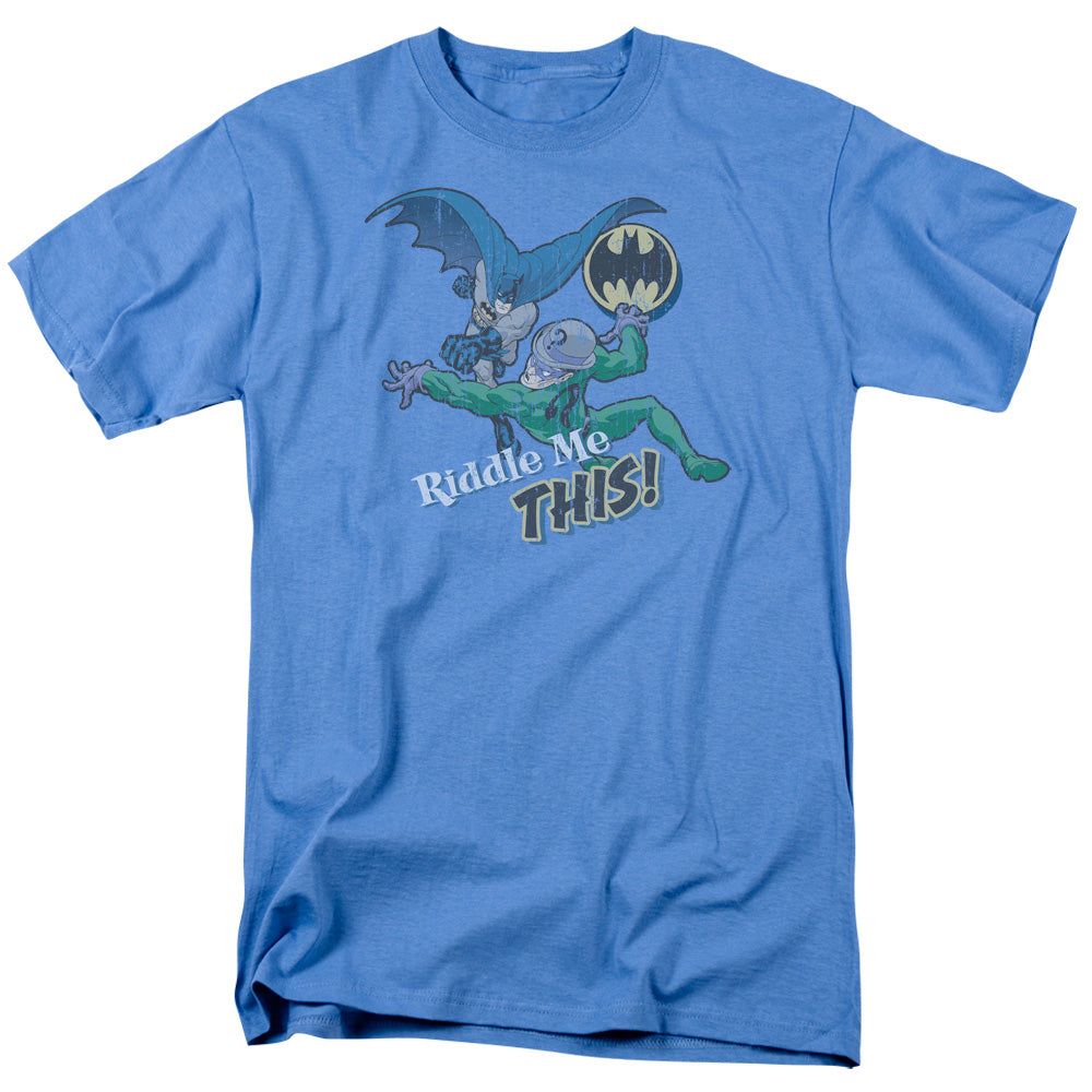 Batman Riddle Me This Mens T Shirt Carolina Blue Retro Pop Classics