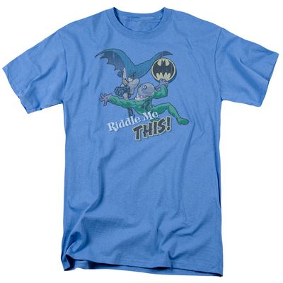Batman Riddle Me This Mens T Shirt Carolina Blue Retro Pop Classics
