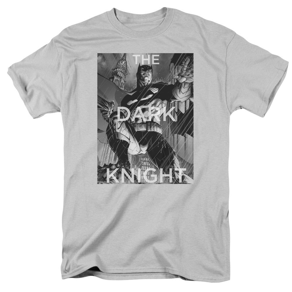 Batman Fighting The Storm Mens T Shirt Silver Retro Pop Classics