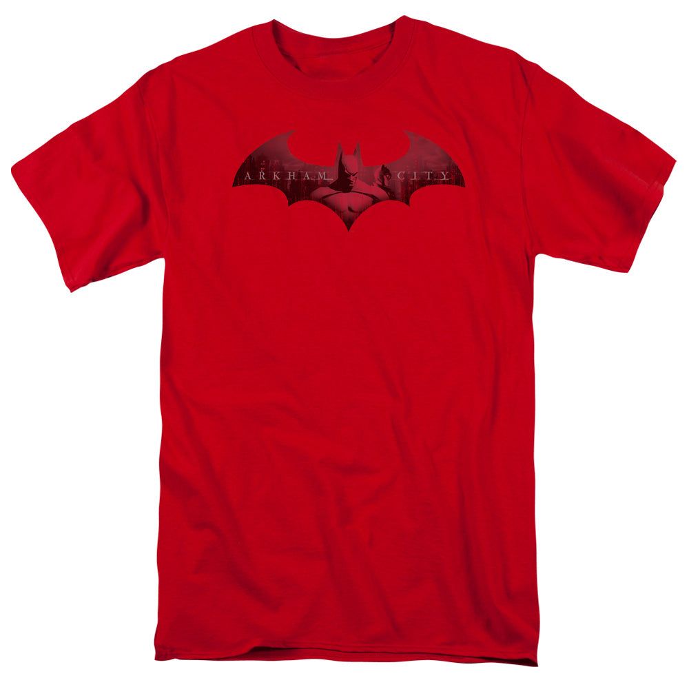 Batman Arkham City In The City Mens T Shirt Red Retro Pop Classics