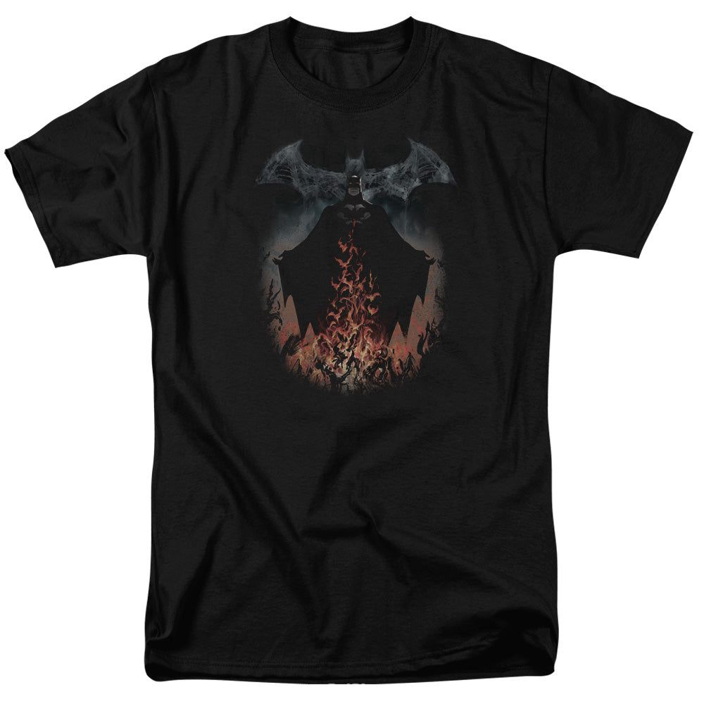 Batman Smoke &amp; Fire Mens T Shirt Black Retro Pop Classics