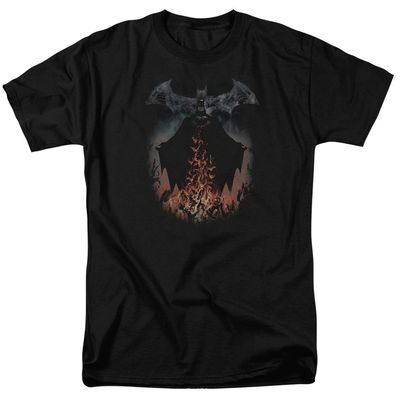 Batman Smoke &amp; Fire Mens T Shirt Black Retro Pop Classics