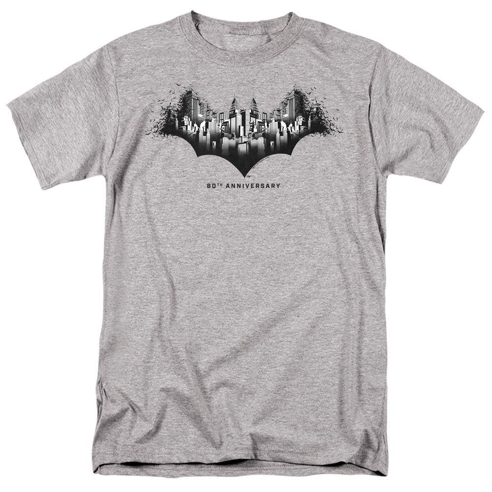 Batman Gotham Shield Mens T Shirt Athletic Heather Retro Pop Classics
