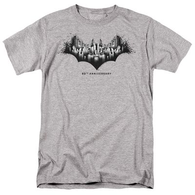 Batman Gotham Shield Mens T Shirt Athletic Heather Retro Pop Classics