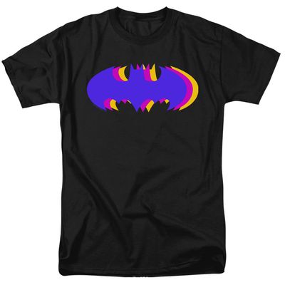 Batman Tri Colored Symbol Mens T Shirt Black Retro Pop Classics